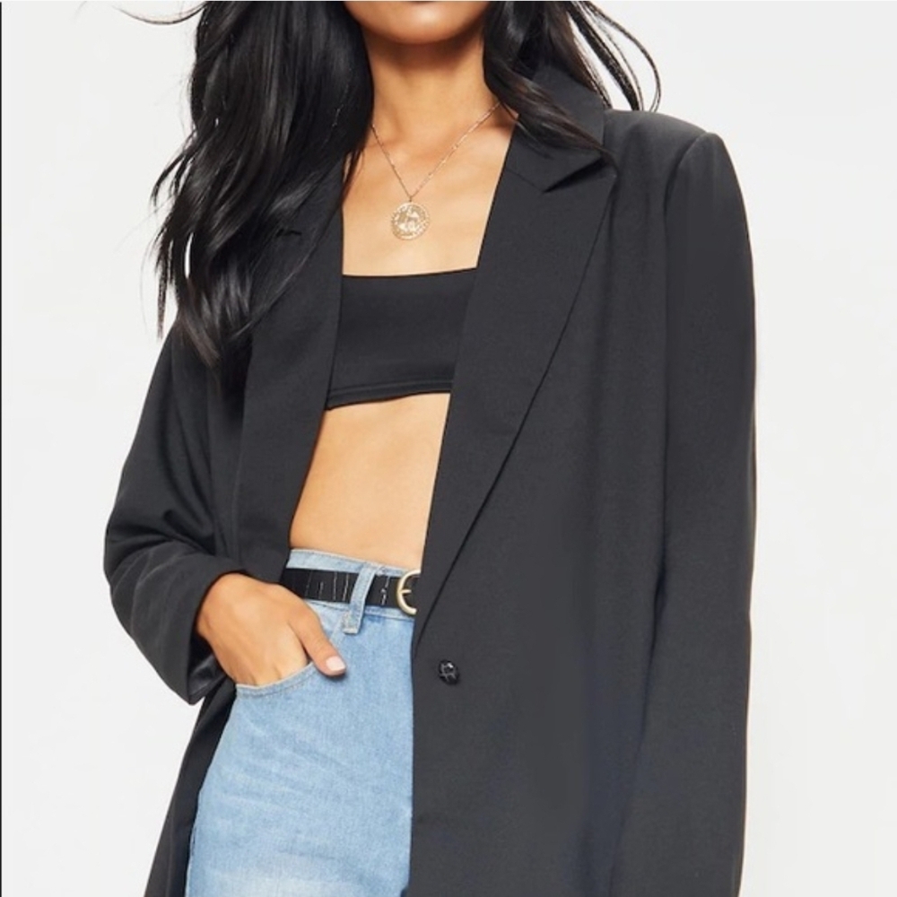 NWT PrettyLittleThing Womens Oversized Black Blazer - Size 6 - Picture 5 of 6